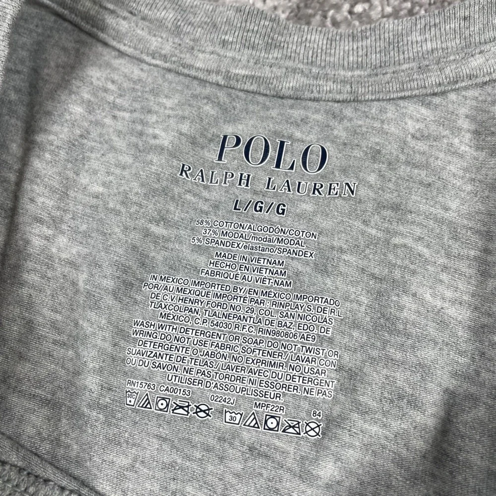 Polo Ralph Lauren T Shirt Mens Large Rainbow Logo Crew Neck Long Sleeve‎ Gray